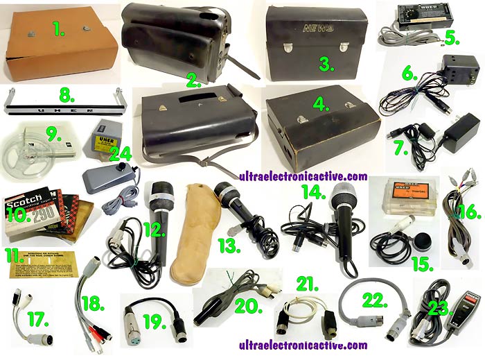 Acessories for UHER vintage portable recorders: Cases, Power supplies, Microphones, Tape Reels, Adapters and More