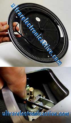 Photos shows how to install a turtnable belt